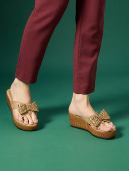 Inc.5 - Women Tan Party Solid Wedges