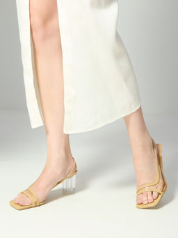 Inc.5 - Women Beige Party Wear Transparent Block Heels