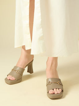 Inc.5 - Women Taupe Party Wear Solid Block Heels