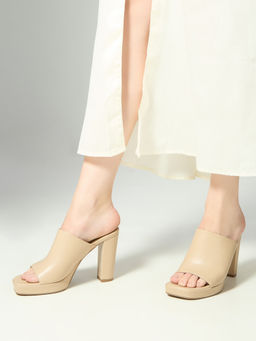 Inc.5 - Women Beige Party Wear Solid Block Heels