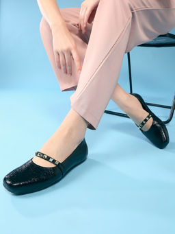 Inc.5 - Women Black Party Wear Solid Ballerinas
