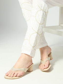 Inc.5 - Women Beige Party Embellished Block Heels