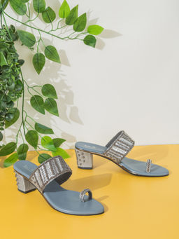 Inc.5 - Women Grey Party Embellished Block Heels