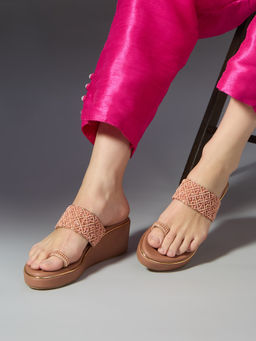 Inc.5 - Women Rose Gold Party Embellished Wedges
