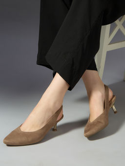 Inc.5 - Women Tan Party Wear Solid Kitten Heels