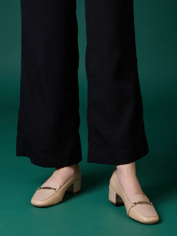 Inc.5 - Women Beige Party Wear Solid Block Pump Heels