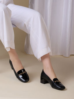 Inc.5 - Women Black Party Wear Solid Block Pump Heels