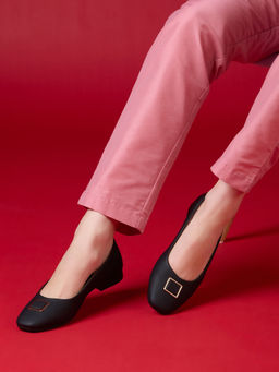 Inc.5 - Women Black Party Wear Solid Ballerinas