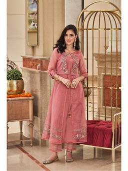 Autumnlane - Shamita Carnation Embroidery Jacket with Inner and Pant (Set of 3)