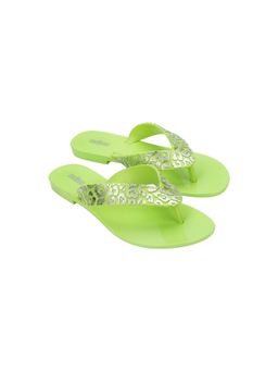 Melissa - Savage Ad Green Silver Solid Flats