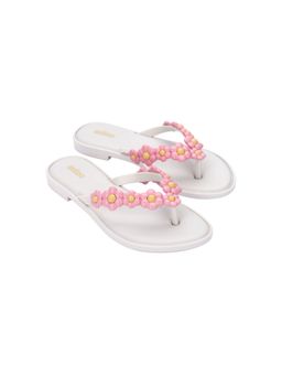 Melissa - Spring Ad White Pink and White Solid Flats