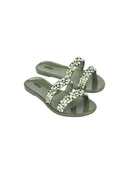 Melissa - Bling Ad Green Metallic Solid Flats