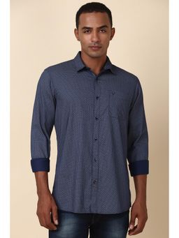 Allen Solly - Men Navy Custom Fit Print Full Sleeves Casual Shirts