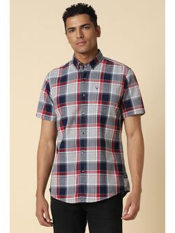 Allen Solly - Men Grey Custom Fit Check Half Sleeves Casual Shirts