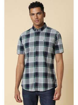 Allen Solly - Men Grey Custom Fit Check Half Sleeves Casual Shirts