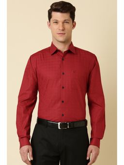 Allen Solly - Men Red Slim Fit Check Full Sleeves Formal Shirt