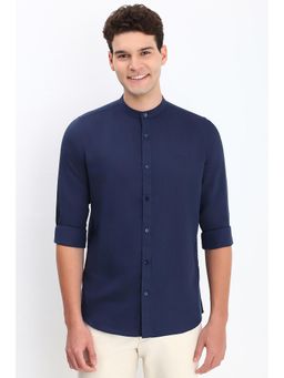 Allen Solly - Men Navy Slim Fit Solid Full Sleeves Casual Shirts