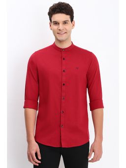 Allen Solly - Men Red Slim Fit Solid Full Sleeves Casual Shirts