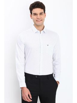 Allen Solly - Men White Slim Fit Print Full Sleeves Formal Shirt