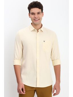 Allen Solly - Men Beige Slim Fit Solid Full Sleeves Casual Shirts