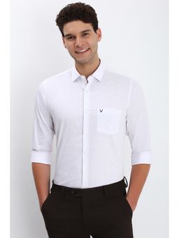 Allen Solly - Men White Slim Fit Print Full Sleeves Formal Shirt