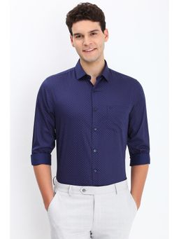 Allen Solly - Men Navy Slim Fit Print Full Sleeves Formal Shirt