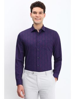 Allen Solly - Men Navy Slim Fit Print Full Sleeves Formal Shirt