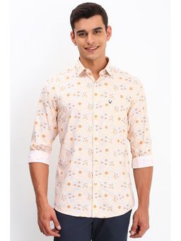 Allen Solly - Men Cream Slim Fit Print Full Sleeves Casual Shirts