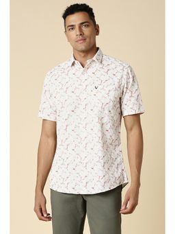 Allen Solly - Men White Slim Fit Print Half Sleeves Casual Shirts