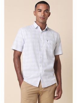 Allen Solly - Men White Slim Fit Print Half Sleeves Casual Shirts