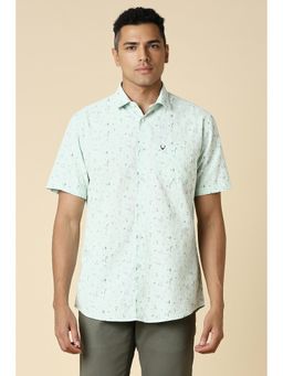 Allen Solly - Men Green Slim Fit Print Half Sleeves Casual Shirts