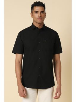 Allen Solly - Men Black Slim Fit Solid Half Sleeves Casual Shirts