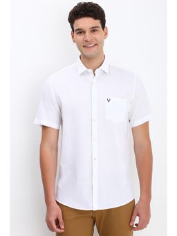 Allen Solly - Men White Slim Fit Solid Half Sleeves Casual Shirts