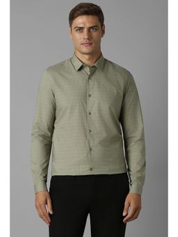 Louis Philippe - Men Olive Super Slim Fit Print Full Sleeves Formal Shirt