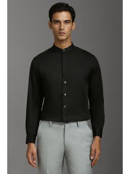 Louis Philippe - Men Black Slim Fit Solid Full Sleeves Formal Shirt