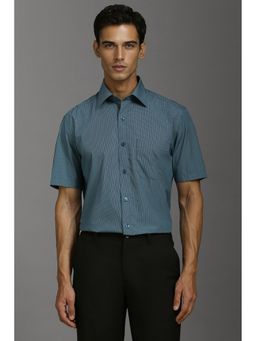 Louis Philippe - Men Green Classic Fit Check Half Sleeves Formal Shirt