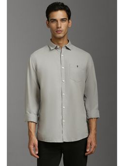 Louis Philippe - Men Grey Slim Fit Solid Full Sleeves Casual Shirt