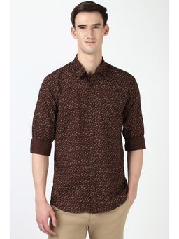 Peter England - Men Brown Slim Fit Print Shirt