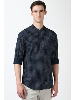 Peter England - Men Navy Slim Fit Print Shirt