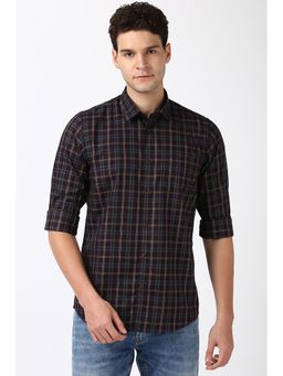 Peter England - Men Purple Slim Fit Check Shirt