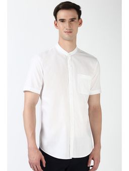 Peter England - Men White Slim Fit Textured Shirt