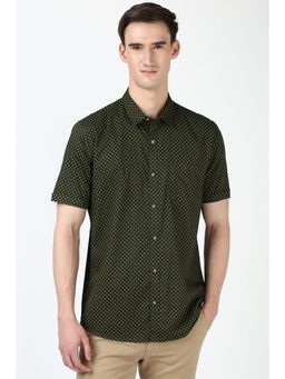 Peter England - Men Olive Slim Fit Print Shirt