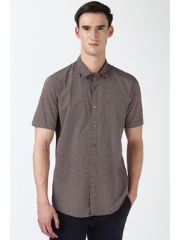 Peter England - Men Brown Slim Fit Print Shirt