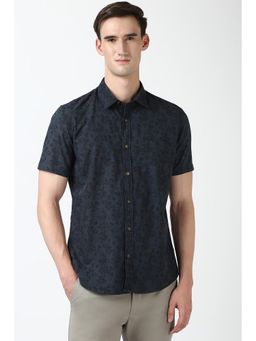 Peter England - Men Grey Slim Fit Print Shirt