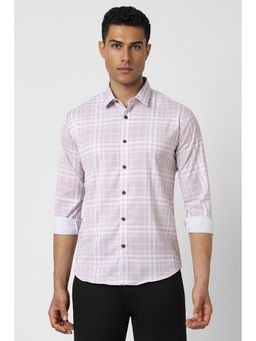 Van Heusen - Men Lilac Slim Fit Check Full Sleeves Party Shirt