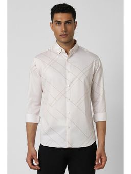 Van Heusen - Men White Slim Fit Print Full Sleeves Party Shirt