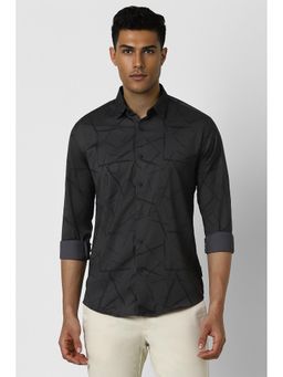 Van Heusen - Men Grey Slim Fit Print Full Sleeves Party Shirt
