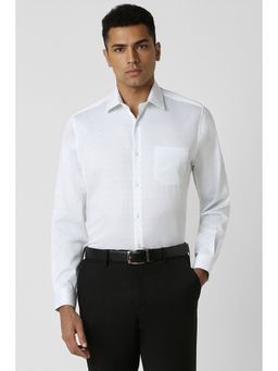 Van Heusen - Men White Regular Fit Print Full Sleeves Formal Shirt
