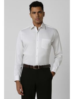 Van Heusen - Men White Regular Fit Textured Full Sleeves Formal Shirt