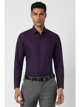Van Heusen - Men Purple Regular Fit Textured Full Sleeves Wedding Shirt